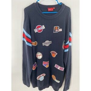 Men's Boom X All Star Players Basketball Vintage Blue Sweater Detroit LA NY 3XL
